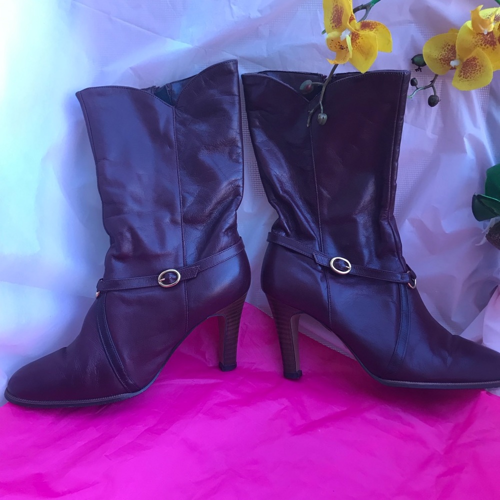 Cobbies Leather Maroon Ankle Boots, 4”Heels